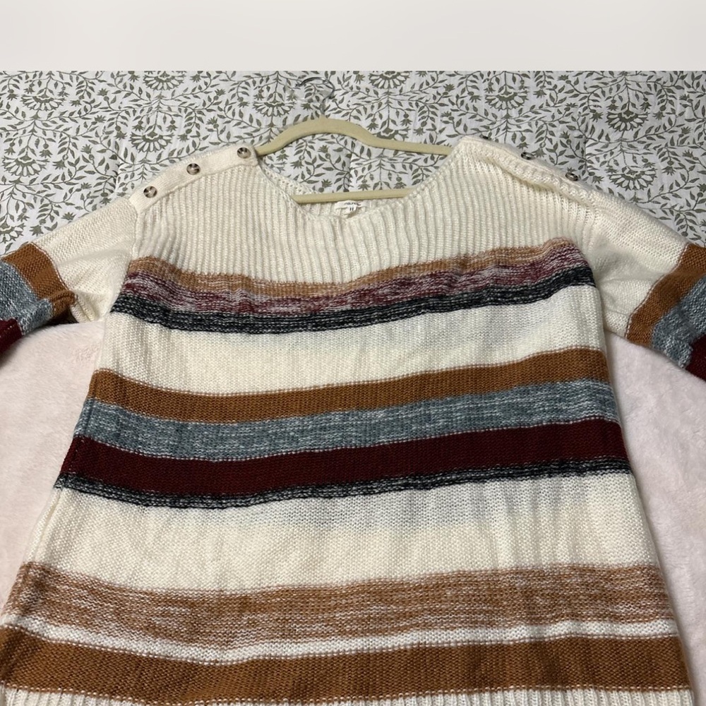 Maurices Women's Striped Sweater with Button Detail